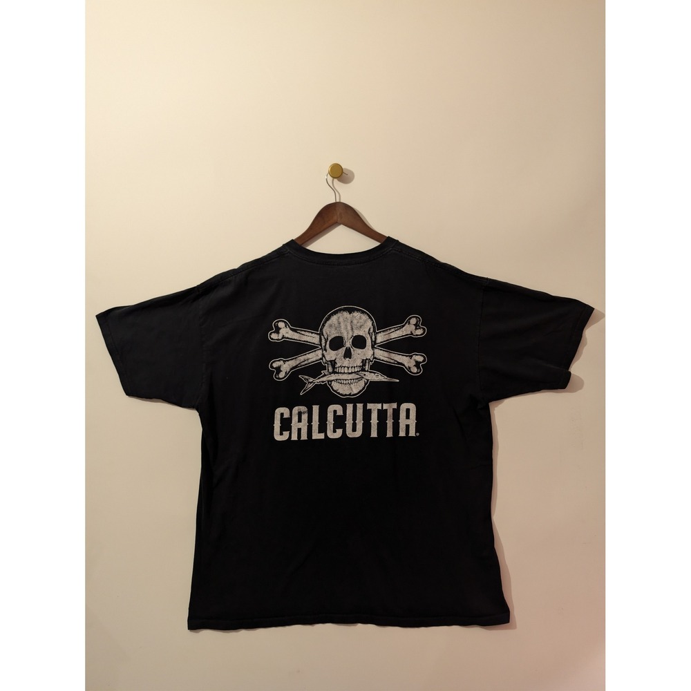 Calcutta Pocket T-Shirt Mens 3X Black Excellent Skull Crossbones Fishing Tee